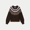 Pull col rond manches longues marron fonc&eacute; femme