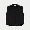 Chemise ample sans manches pliss&eacute;e noir femme