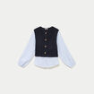 Pull chemise 2-en-1 bleu marine femme