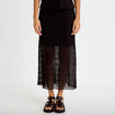 Jupe longue droite en dentelle noir femme