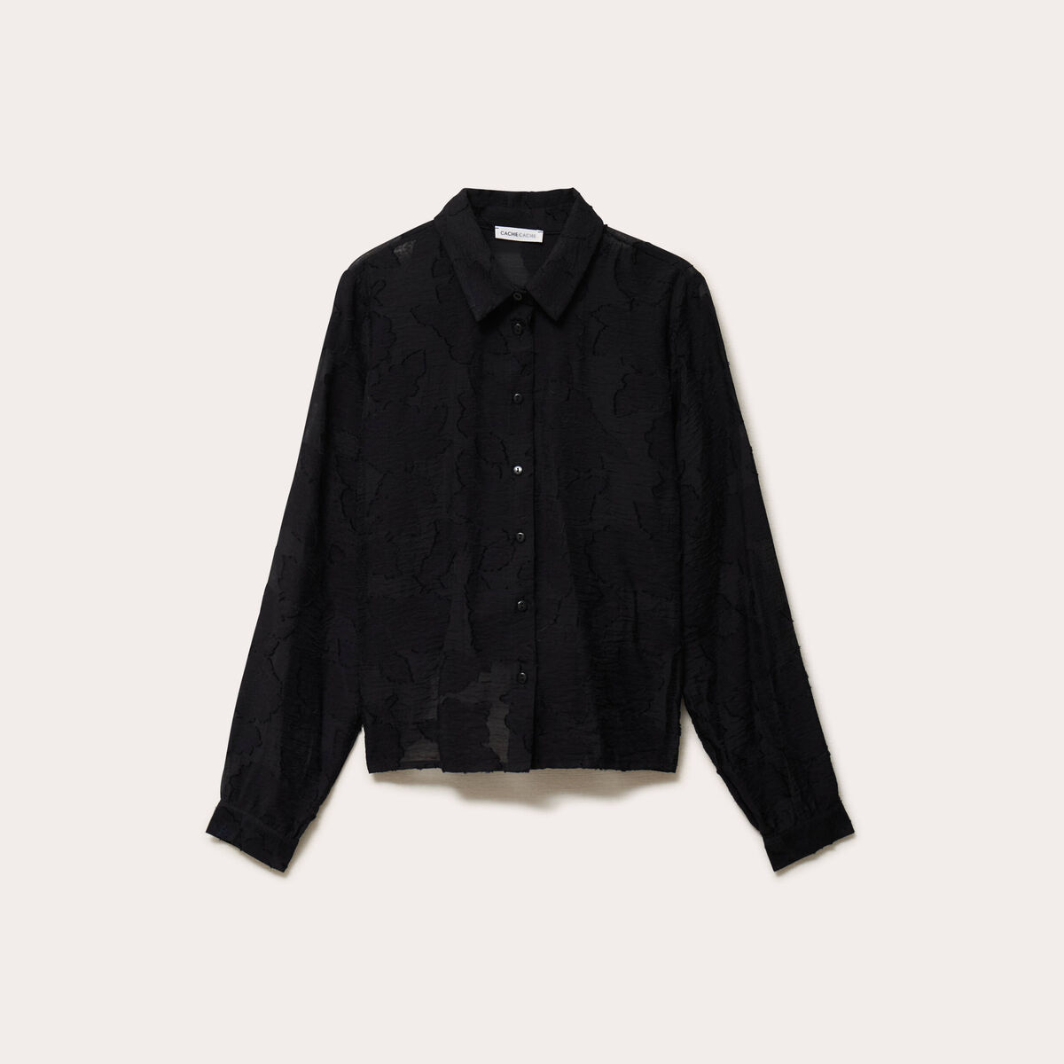 Chemise pliss&eacute;e manches longues noir femme