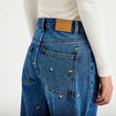 Jean barrel avec broderie bleu femme