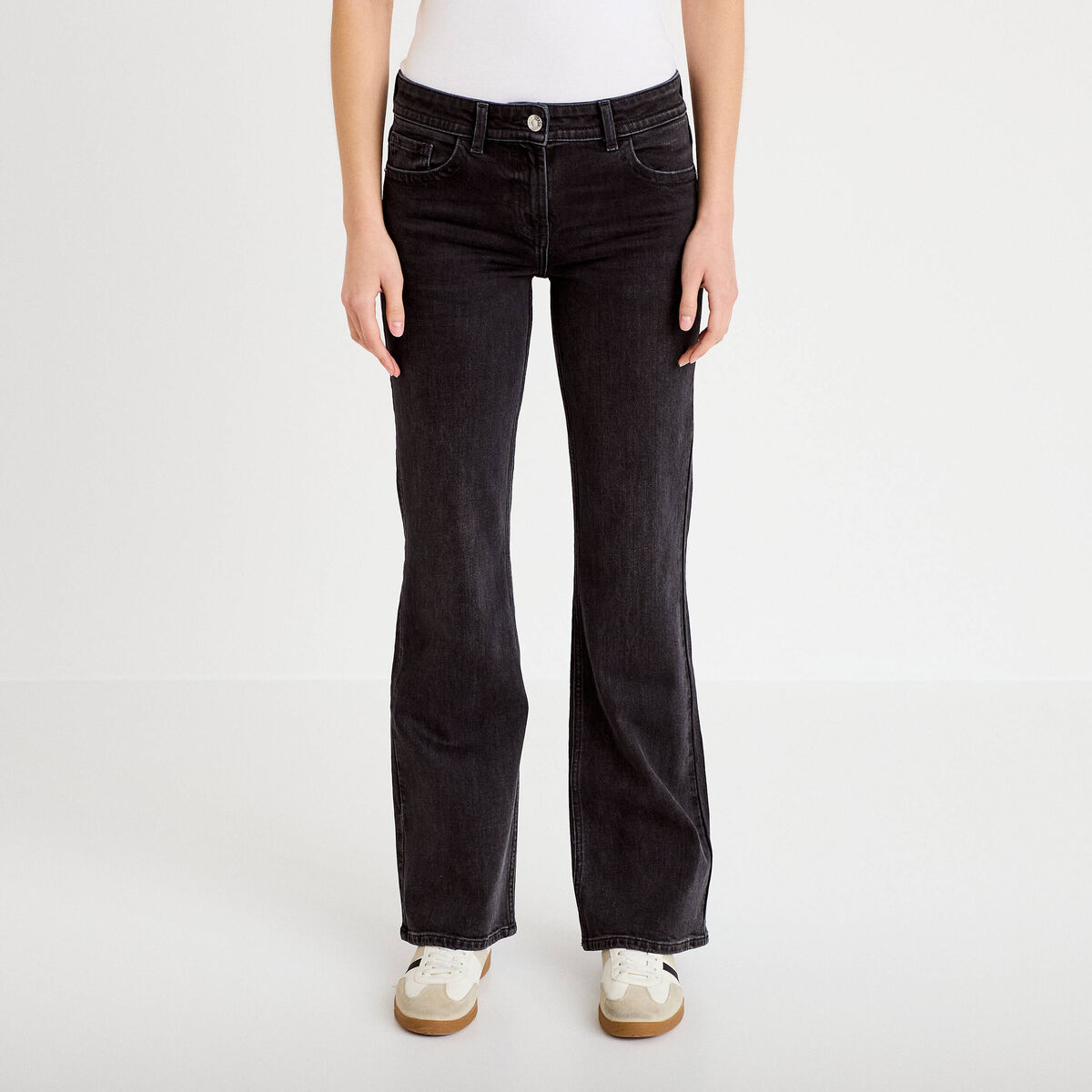 Jean bootcut taille basse denim snow noir femme