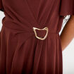 Robe courte &eacute;vas&eacute;e col v manches courtes marron femme