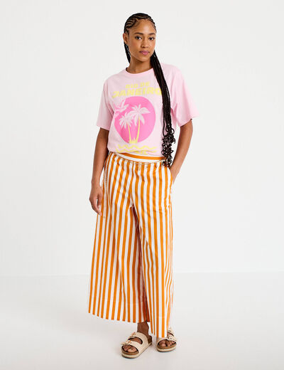 T-shirt oversize manches courtes rose clair femme