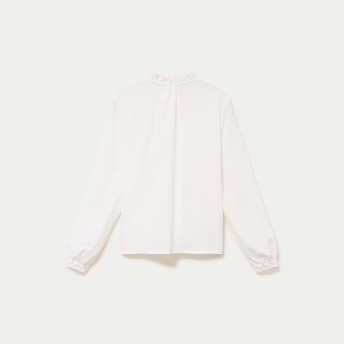 Chemise droite col montant dentelle ecru femme