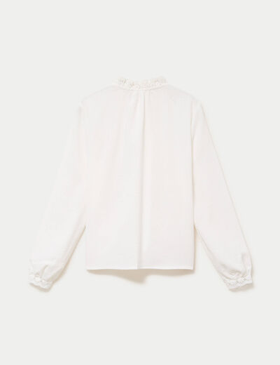Chemise droite col montant dentelle ecru femme