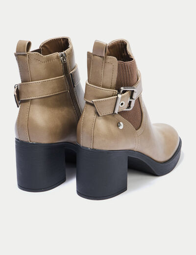 Bottines &agrave; talon taupe femme