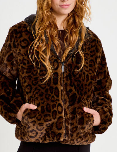 Parka r&eacute;versible &agrave; capuche noir femme