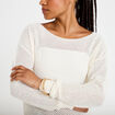 Pull ample ajour&eacute; manches longues ecru femme