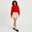 Short large taille haute en tweed ivoire femme