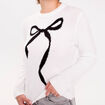 Pull motif noeud ecru femme