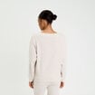 Sweat duveteux col rond manches longues sable femme