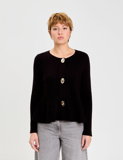 Gilet p&eacute;plum noir femme
