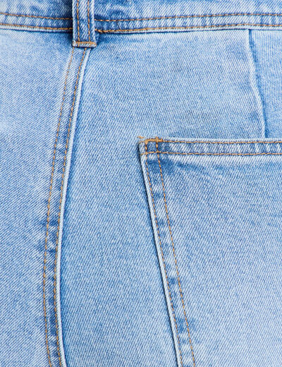 Jean wide leg cropped taille haute denim bleach femme