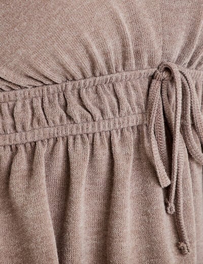 Blouse cintr&eacute;e col v manches longues beige femme