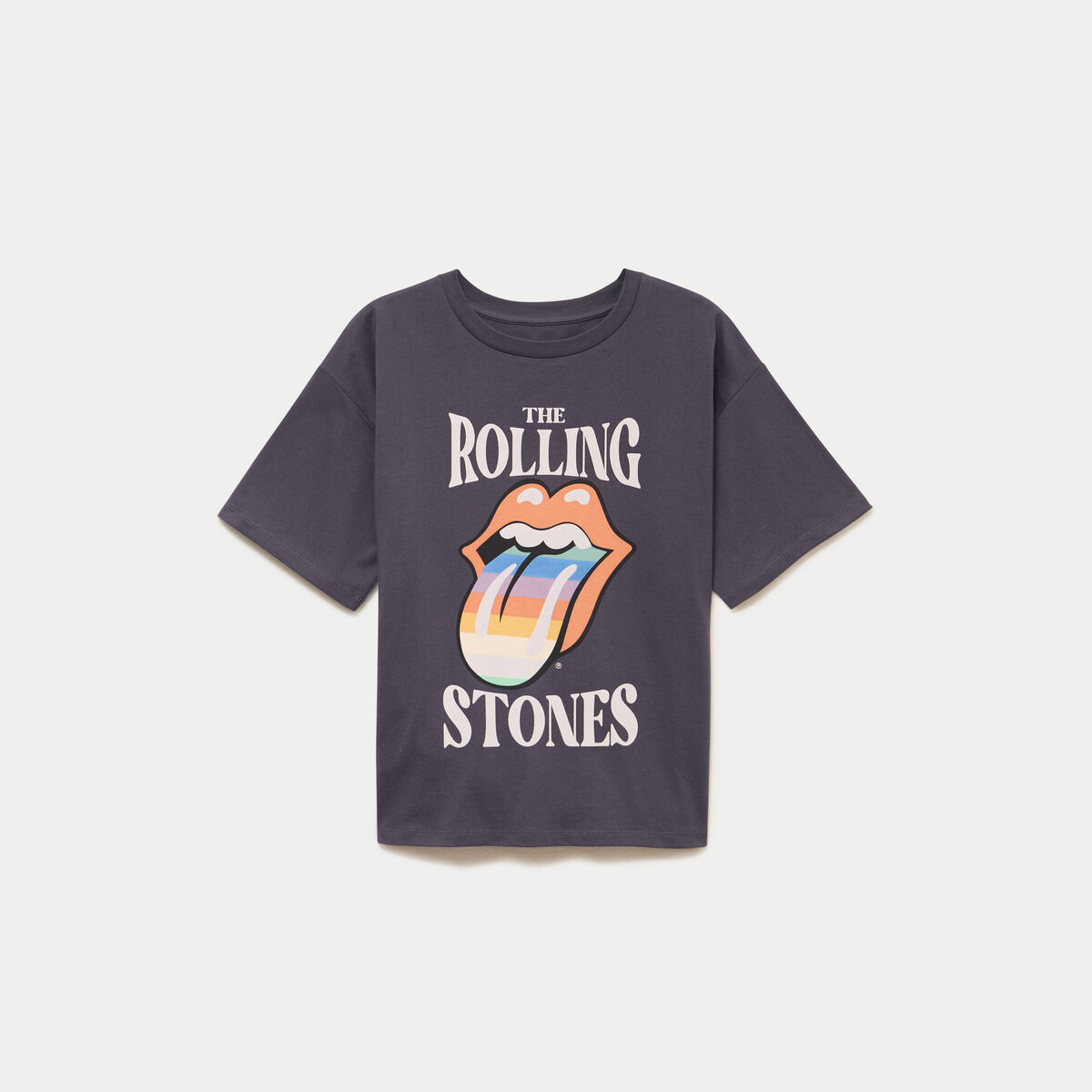 T-shirt oversize manches courtes gris fonc&eacute; femme