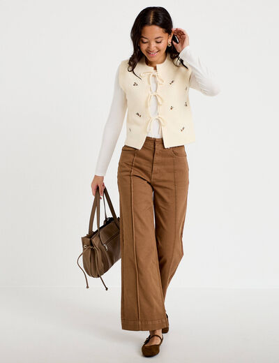 Gilet sans manches broderie sable femme