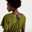 Blouse pliss&eacute;e col v manches courtes vert kaki femme