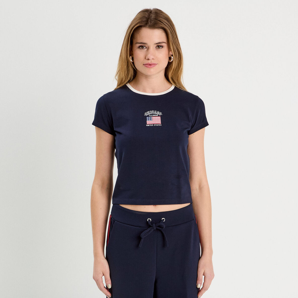 T-shirt manches courtes bleu marine femme