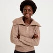 Pull col camionneur manches longues beige femme