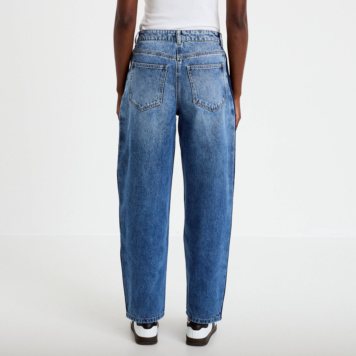 Jean mom cropped denim double stone femme