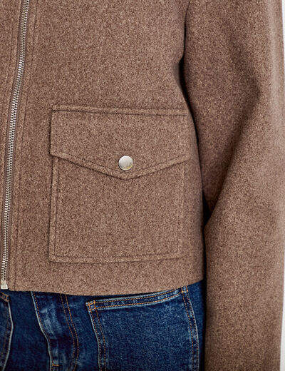 Veste zipp&eacute;e taupe femme