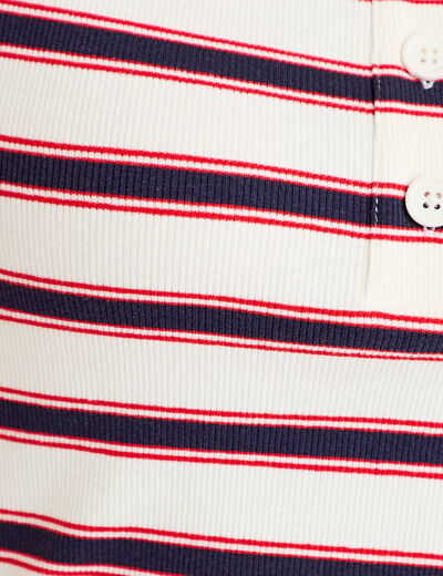 T-shirt c&ocirc;tel&eacute; col polo rouge femme