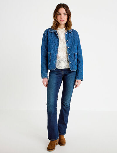 Veste en jean manches longues denim stone femme