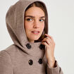 manteau ajust&eacute; 3/4 &agrave; capuche taupe femme