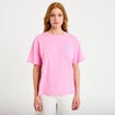 T-shirt droit col rond manches courtes rose corail femme