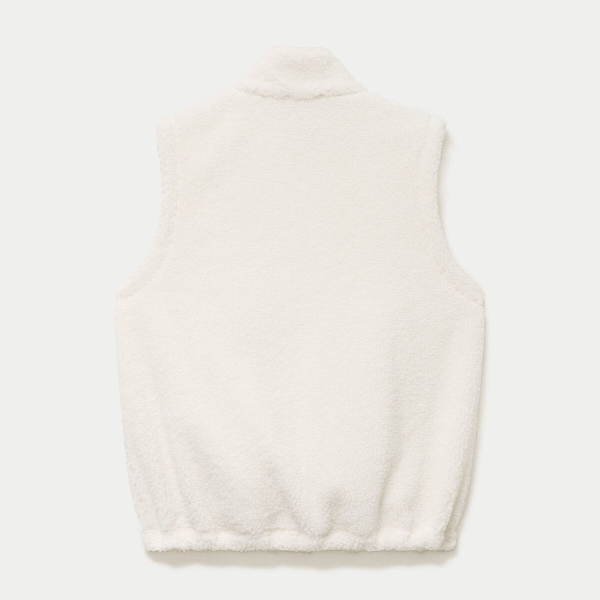 Veste sans manches col montant bouclette ecru femme
