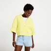 Veste ample pliss&eacute;e manches 3/4 jaune citron femme