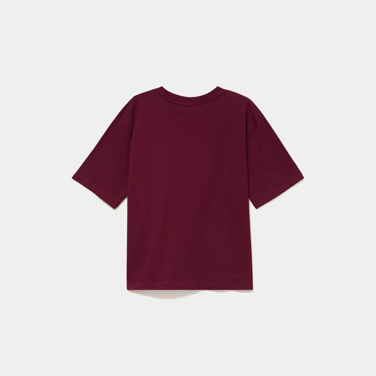 T-shirt col rond manches courtes bordeaux femme