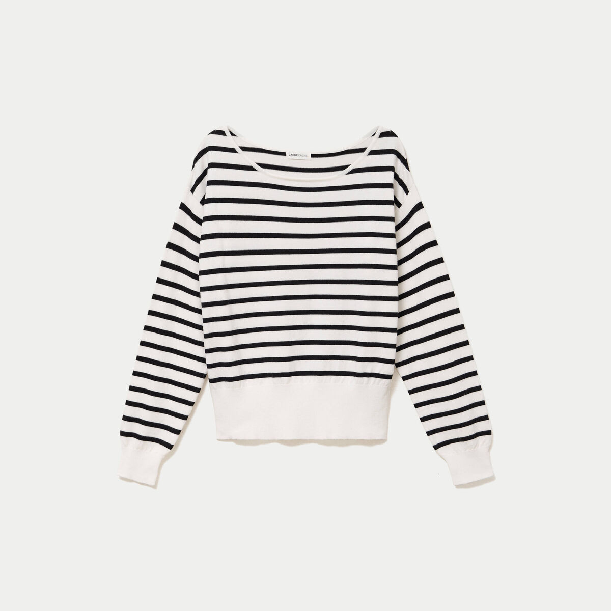Pull ample manches longues fin blanc femme