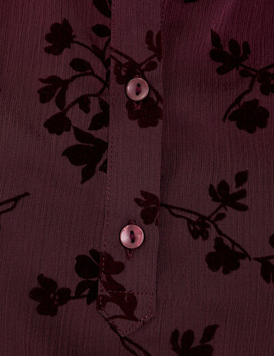 Blouse fluide manches longues marron cognac femme