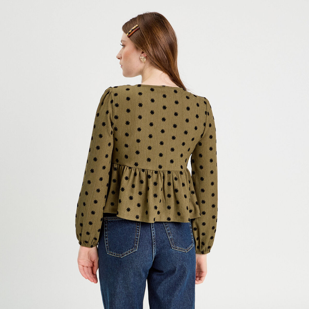 Blouse avec noeuds beige femme