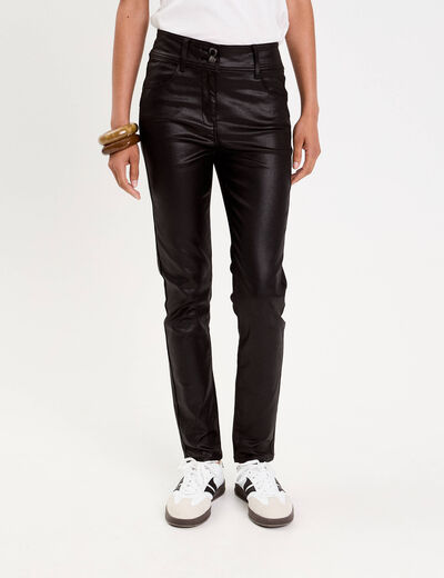 Pantalon enduit slim push-up denim noir enduit femme
