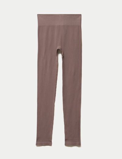 Leggings taille haute sans couture marron clair femme