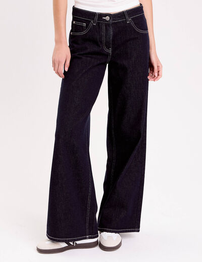 Jean wide leg taille standard denim brut femme