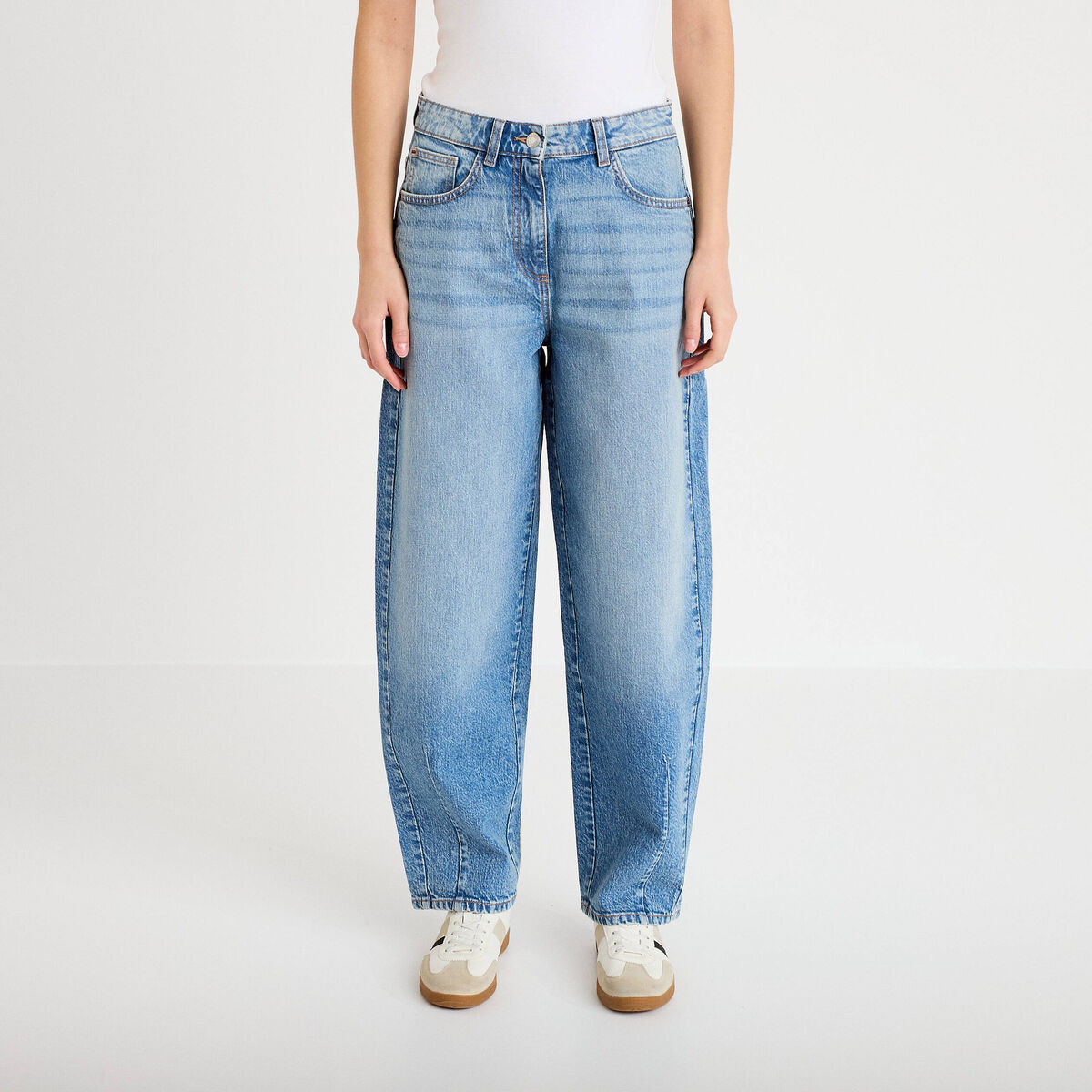 Jeans baggy taille basse denim triple stone femme