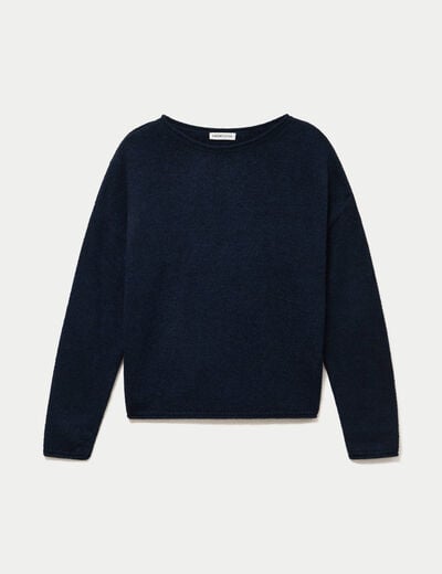 Pull manches longues bleu marine femme
