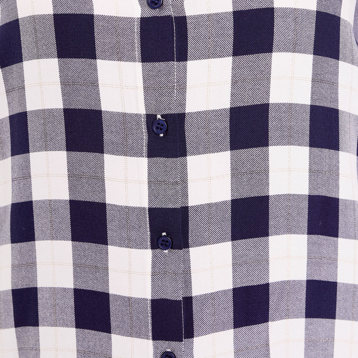 Chemise &agrave; carreaux fils m&eacute;tallis&eacute;s bleu femme