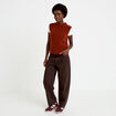 Pull sans manches marron cognac femme