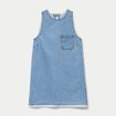 Robe droite courte en jean sans manches denim bleach femme