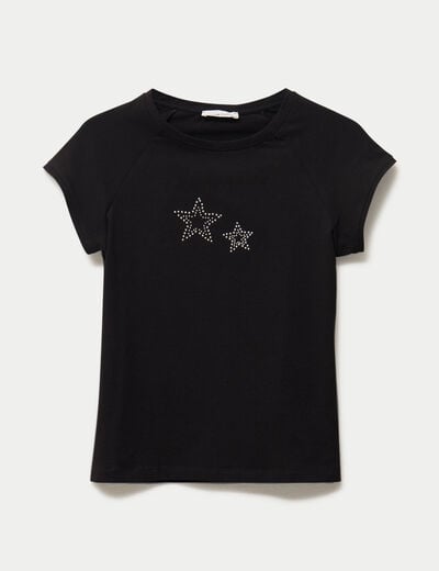 T-shirt ajust&eacute; court col rond noir femme