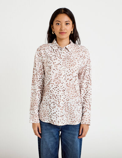 Chemise droite manches longues blanc femme