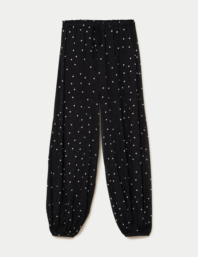 Pantalon large en voile taille standard noir femme