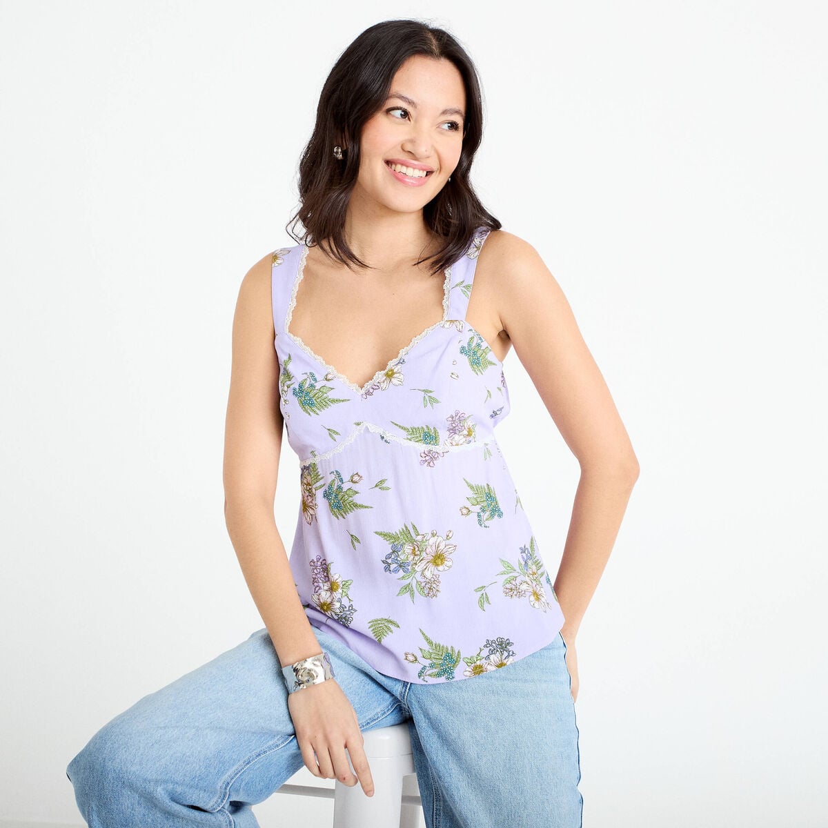 D&eacute;bardeur bretelles r&eacute;glables Bridgerton violet clair femme