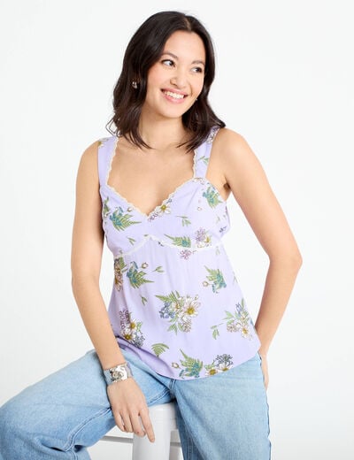 D&eacute;bardeur bretelles r&eacute;glables Bridgerton violet clair femme